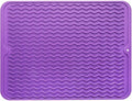 MicoYang Silicone Dish Drying Mat — Quick-Dry Ridges Counter & Sink Pad, Heat-Resistant Trivet to 450°F, Non-Slip & Dishwasher Safe, Roll-Up Storage, 18 Colors & 9 Sizes (Purple, 16"×12") by MicoYang