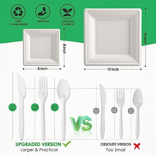 Gezond Compostable Paper Plates Set 300pcs Disposable Plates 10 Inch - Image 2