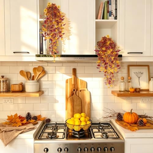 RECUTMS 3PCS Artificial Fall Hanging Flowers Fake Mums for Outdoors - Image 3