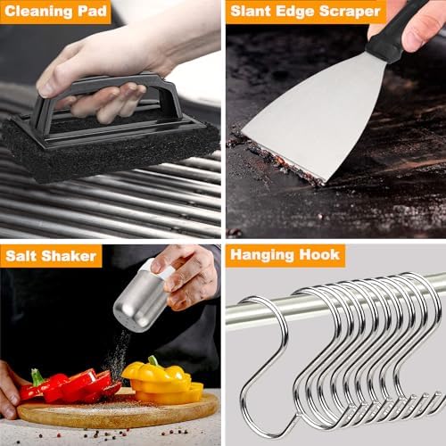 POLIGO 28PCS Griddle Accessories Kit, Flat Top Grill Accessories Set for Camp Chef, Grill Spatula Set with Enlarged Spatulas, Basting Cover, Scraper for Cooking Indoor or Outdoor Barbecue - Image 5