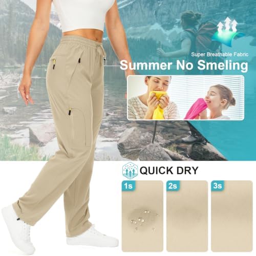 Toomett Women‘s Hiking Cargo Pants UPF 50 Quick Dry with Zipper Pockets - Image 3