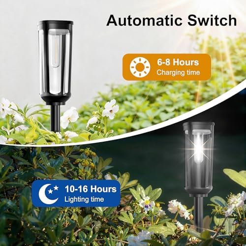 JEJOT Solar Pathway Lights Outdoor Waterproof, 12 Pack Solar Walkway Lights - Image 3