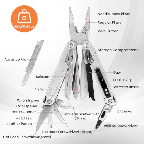PERWIN 18-in-1 Multitool Pliers Pro, EDC Pocket Knife & Replaceable Tool - Image 2
