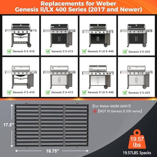 QuliMetal 18.7 Inch Cast Iron Grill Grates for Weber Genesis II 400 Series - Image 2