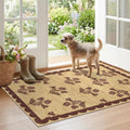 Floral Entry Rug - 28" x 43" Front Door Mat Indoor Outside Entrance Non-Slip Washable Outdoor Mat Jute-Look Burgundy Scalloped Rug for Entryway Kitchen Mudroom Layered Doormat for Front Porch by Othilic