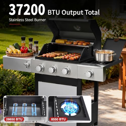 3-Burner Propane Gas Grill with Cast Iron Grates, 39,000 BTU - Image 4
