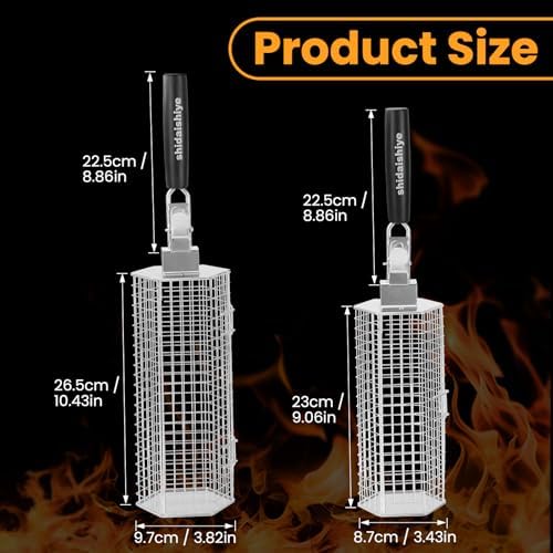 2 Pack Rolling Grill Basket, Hexagonal BBQ Grill Baskets - Image 3
