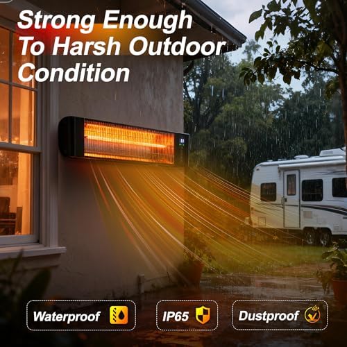 Infrared Patio Heater 1500W Outdoor Heaters RealSmart Electric Space Heater 3 Heating Modes Outdoor/Indoor Use Heater Wall-Mounted Tripod 12H Timer IP65 for Backyard Garage Greenhouse - Image 4