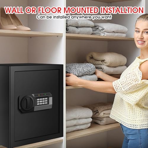 3.4 Cuft Large Safes for Home Use Fire and Water Proof, Anti-Theft Digital Security Safe Box with Electronic Keypad and Key, Fire Proof Safe for Home Documents Firearm Medicine Money Valuables - Image 7