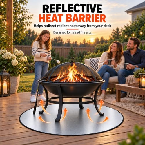 FLASLD 38 Inch Fire Pit Mat, 3-Layer Reflective Heat Barrier for Fire Pits - Image 2