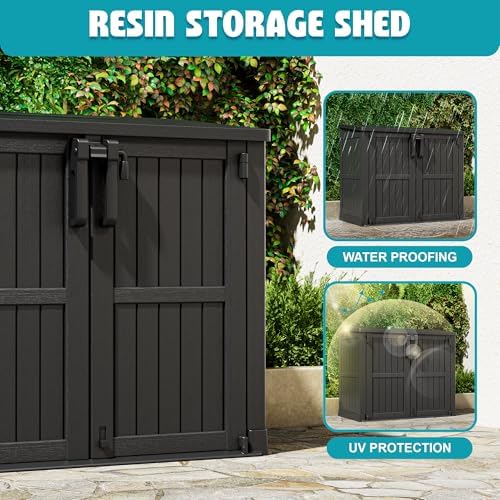 Horizontal Storage Shed 36 Cu Ft with Lockable Doors, Portable Outdoor Storage Shed -Waterproof Outdoor Storage Cabinet for Garden, Easy to Assemble - Image 2