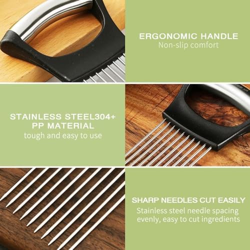 Onion Holder for Slicing, 2025 New Stainless Steel Onion Slice Holder Lemon Slicer Vegetable Cutter, Kitchen Gadgets Chopper Slicing Assistant Tool for Meat, Onion, Tomato, Potato (1 Pcs) - Image 6