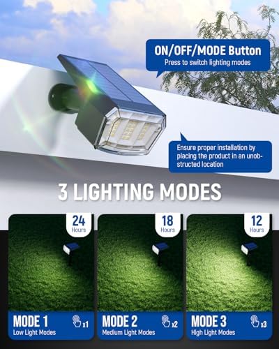 AUDERWIN Solar Spot Lights Outdoor Waterproof, 1 Pack, Neutral White - Image 2