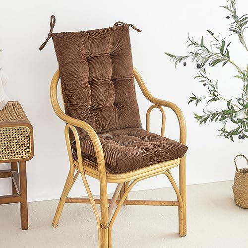 Outdoor Patio Cushion, Rocking Chair Cushion, Tufted Pads, Set of Upper and Lower with Ties Pack of 2 (2 Sets) - Back 20"×17", Seat 17"×17" (Brown) - Image 2