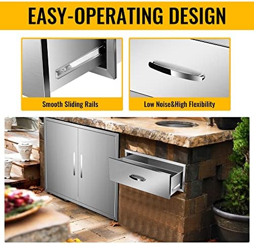 Outdoor Kitchen Drawers 30" W x 10" H x 23" D Built-in BBQ Drawer Stainless Steel Access Drawers for Outdoor Kitchen Island or Grill Station - Image 5