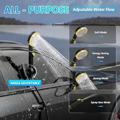 BSEED Portable Shower for Camping with Immersion Water Heater, 6000mAh Rechargeable Camping Shower with Intelligent LED Display, Outdoor Shower for Hiking, Travel, Pets & Car Washing, Wartering Plants - Image 4