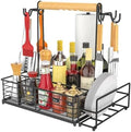 Toncoke Large Grill Caddy with Paper Towel Holder & Side Hooks, All-in-One BBQ Tool Organizer with Adjustable Dividers, Rustproof for Outdoor Kitchen, Camping, RV - Black by Unknown