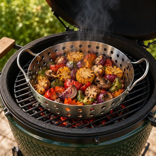 Grill Basket for Outdoor– Stainless Steel Grill Basket for Vegetables, Seafood & Small Foods, Durable BBQ Cooking Accessory for Charcoal and Gas Grills - Image 7