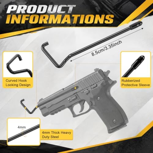 Yaocom 5 Pcs Pistol Display Holder Slatwall Handgun, Right Hook Style - Image 2
