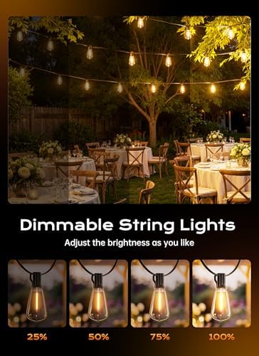 Minetom 100FT Outdoor String Lights with Remote, ST38 Patio Lights Dimmable - Image 2
