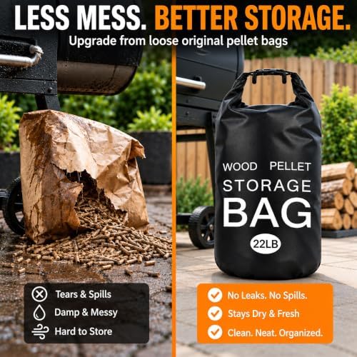 2 Pack 22LB Wood Pellet Storage Containers Waterproof Charcoal Storage Bin - Image 6