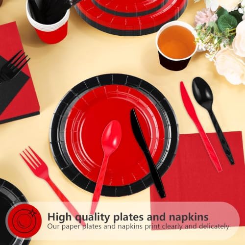 168Pcs Red and Black Party Decorations, Serves 24 - Image 3