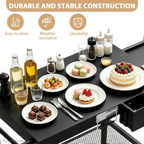 Grill Cart - 31" L×29" H×18" W Heavy Duty Pizza Oven Stand - Image 7