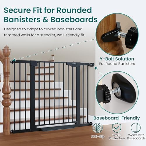 Cumbor 30-46" Baby Gate for Stairs, Auto Close Dog Gate for the House Black - Image 3