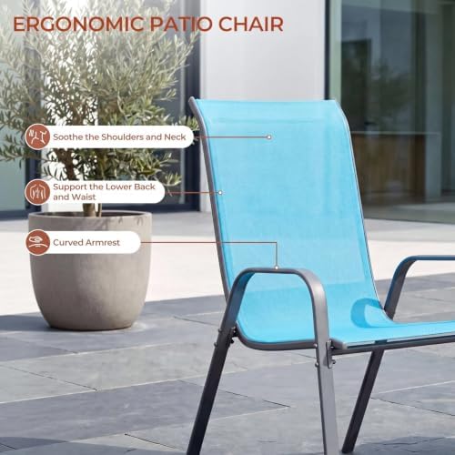 TLSUNNY 5 Pieces Patio Dining Set for 4, Glass Table and Textilene Chair - Image 4