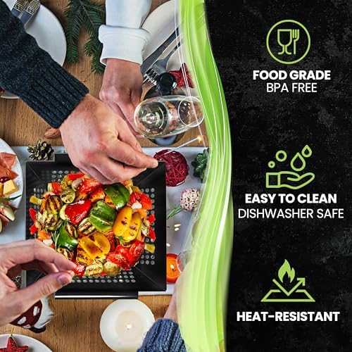 Kona Extra Large Grill Basket for Veggies - Premium Nonstick Grilling Basket/Grill Net - Essential Grilling Accessories For Outdoor Grill & BBQ, 14x13x4 Inches - Image 3