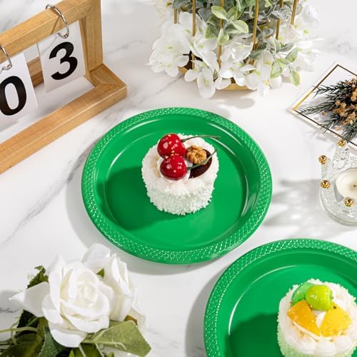 WELLIFE Green Plastic Plates 7 Inch 50 Count - Image 2