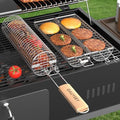 Rolling Grill Basket, Grill Baskets for Outdoor Grill, REMOVABLE HANDLE, Anti-Scorch Stainless Steel BBQ Net Tube for Meat, Shrimp, Vegetables, Grill Accessories, Gifts for Dad, Husband (Round) by GAUYEBY