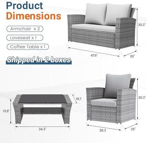 Wisteria Lane 4 Piece Outdoor Wicker Patio Furniture Set for All Weather - Image 2