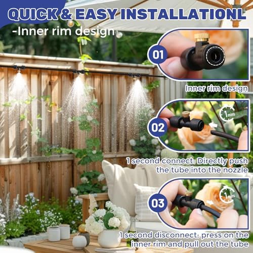 Maotong 100FT Mister for Outside Patio Misting Cooling System, 100FT (30M) Misting Line+32 Brass Mist Nozzles+Water Filter, Outdoor Mister System for Garden Greenhouse Trampoline Waterparke - Image 3