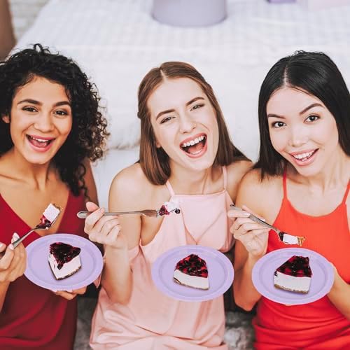 50 Pack Lavender Paper Dessert Plates 7" Round Disposable Purple Plates - Image 5