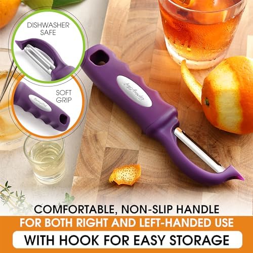Spring Chef Swivel Potato Peeler with Ergonomic Handle, Purple - Image 3