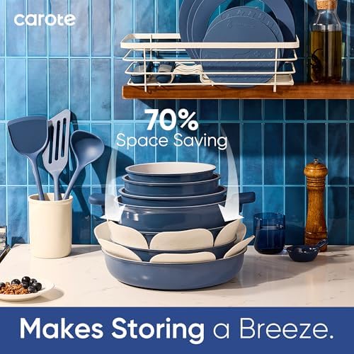 CAROTE 27pcs Ceramic Cookware Set, Pots and Pans Set with Detachable Handle - Image 4