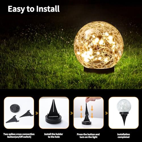 JKIMK Solar Globe Lights Outdoor Waterproof-Solar Balls for Garden - Image 4