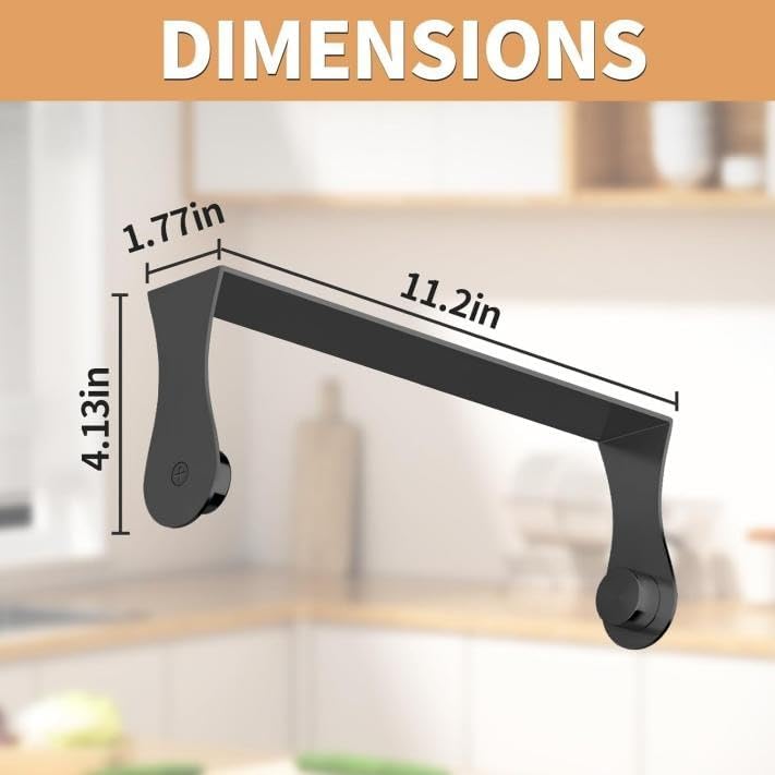 Paper Towel Holder Under Cabinet, Wall Mount, Adhesive or Drilling, Black - Image 6