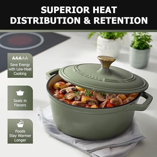 MUELLER HOME 6 Quart Enameled Cast Iron Dutch Oven, Heavy-Duty - Image 4