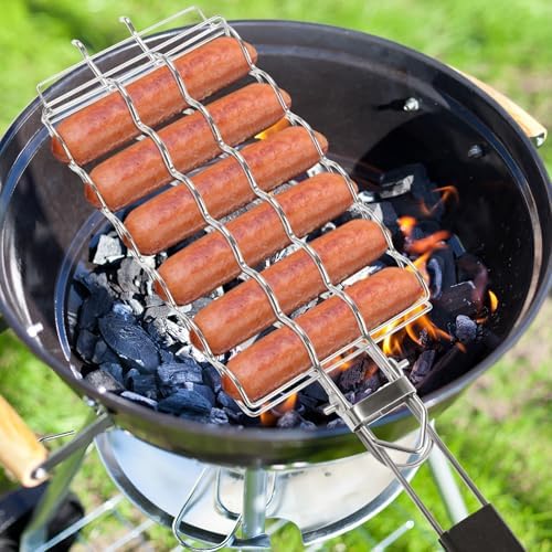 Hot Dog Holders for Grilling with Brush - 6 Hotdog BBQ Basket - Image 4