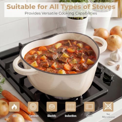 Heart Shaped Dutch Oven 2 Qt, Enameled Cast Iron Pot (White) - Image 4