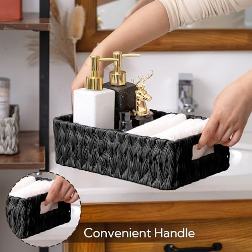 GRANNY SAYS Wicker Storage Baskets for Shelves, Black Wicker Basket, 2-Pack - Image 4