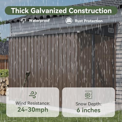 Aoxun 8x6 FT Lean to Shed for Backyard,Brown - Image 4