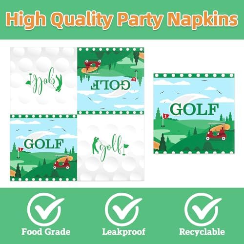 40pcs Golf Themed Birthday Party Supplies Golf Paper Plates and Napkins - Image 4