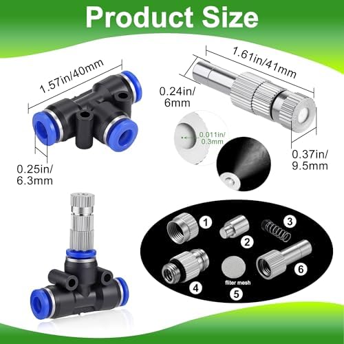 30 Pcs Brass Misting Nozzles Mister & 1/4" Water Misting Nozzle Tees Kit - Image 2
