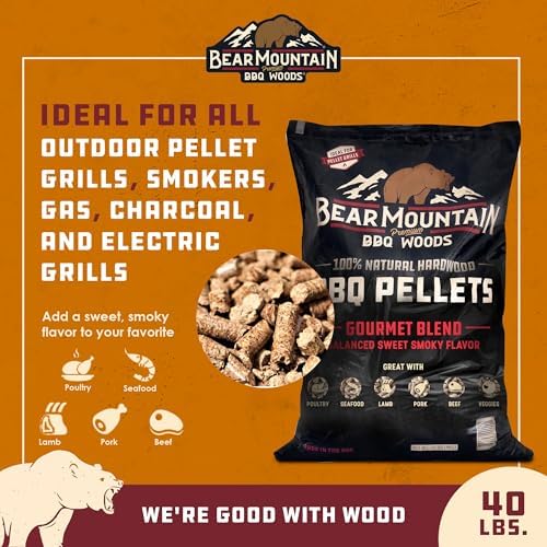 Bear Mountain FB99 All Natural Low Moisture Hardwood Smoky Gourmet Blend BBQ Smoker Pellets for Outdoor Grilling, 40 Pound Bag (4 Pack) - Image 3