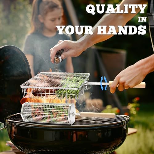 Grill Basket Set, BBQ Accessories, Outdoor Camping Cooking, Gifts for Men - Image 3