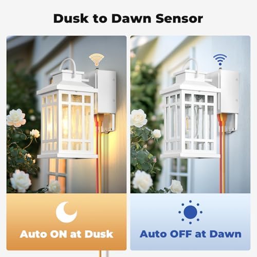 White Dusk to Dawn Outdoor Lighting with GFCI Outlet, Aluminum - Image 3