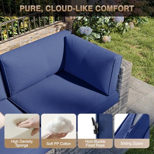 Aoxun Patio Furniture Sets, 7-Piece Outdoor Patio Furniture with Thick Cushions, Wicker Outdoor Conversation Set Sectional Sofa for Backyard, Poolside, Garden - Image 3